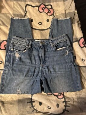 eunina Light Blue Distressed Straight Leg Jeans